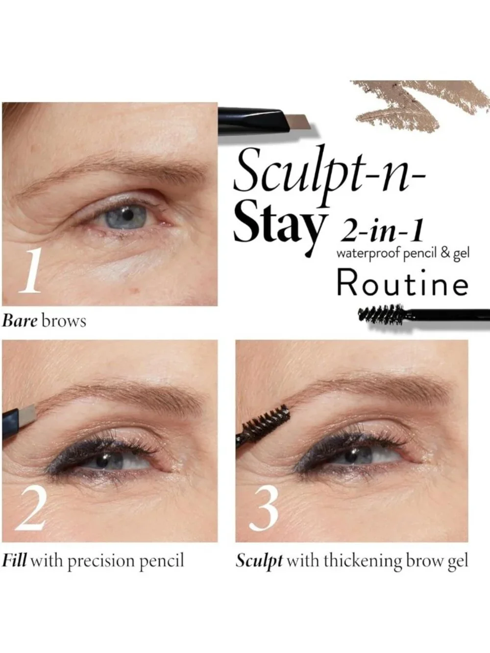 Waterproof 2-in-1 Eyebrow Pencil & Gel - Dark Brown, Smudge-Proof, Long-Lasting